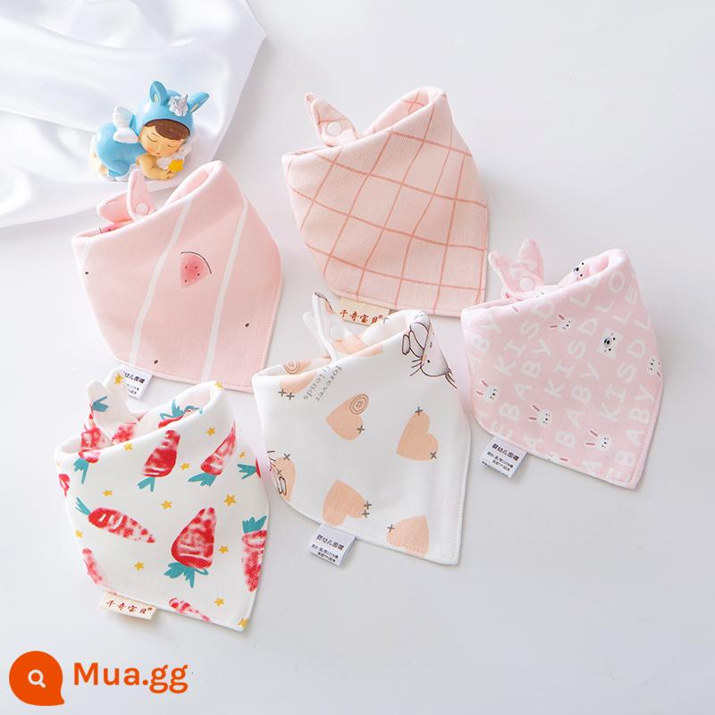 Bé nước bọt khăn nguyên chất yếm cotton sơ sinh chống nôn sữa yếm trẻ em khăn choàng nước bọt bé tam giác khăn mùa thu đông - Dòng Bé Gái Hồng Chống Nước (5 Gói)