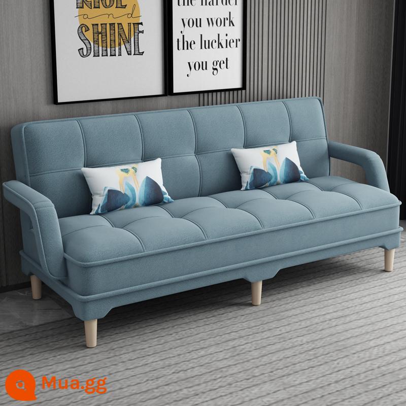 Gấp 2 Sofa Giường Căn Hộ Nhỏ Phòng Khách Đôi 3 Người Đa Năng Có Thể Giặt Vải Cao Su Lười Sofa Giường - Hươu núi màu xanh nhạt (Vải 3D)