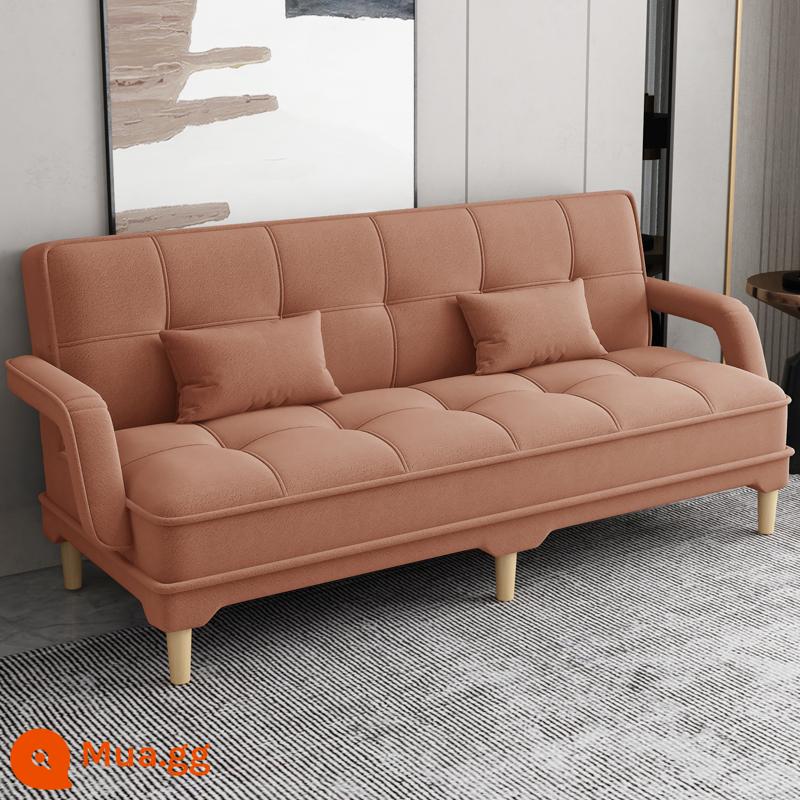 Gấp 2 Sofa Giường Căn Hộ Nhỏ Phòng Khách Đôi 3 Người Đa Năng Có Thể Giặt Vải Cao Su Lười Sofa Giường - Màu cam (vải 3D)