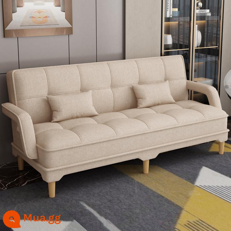 Gấp 2 Sofa Giường Căn Hộ Nhỏ Phòng Khách Đôi 3 Người Đa Năng Có Thể Giặt Vải Cao Su Lười Sofa Giường - Vải đay gạo