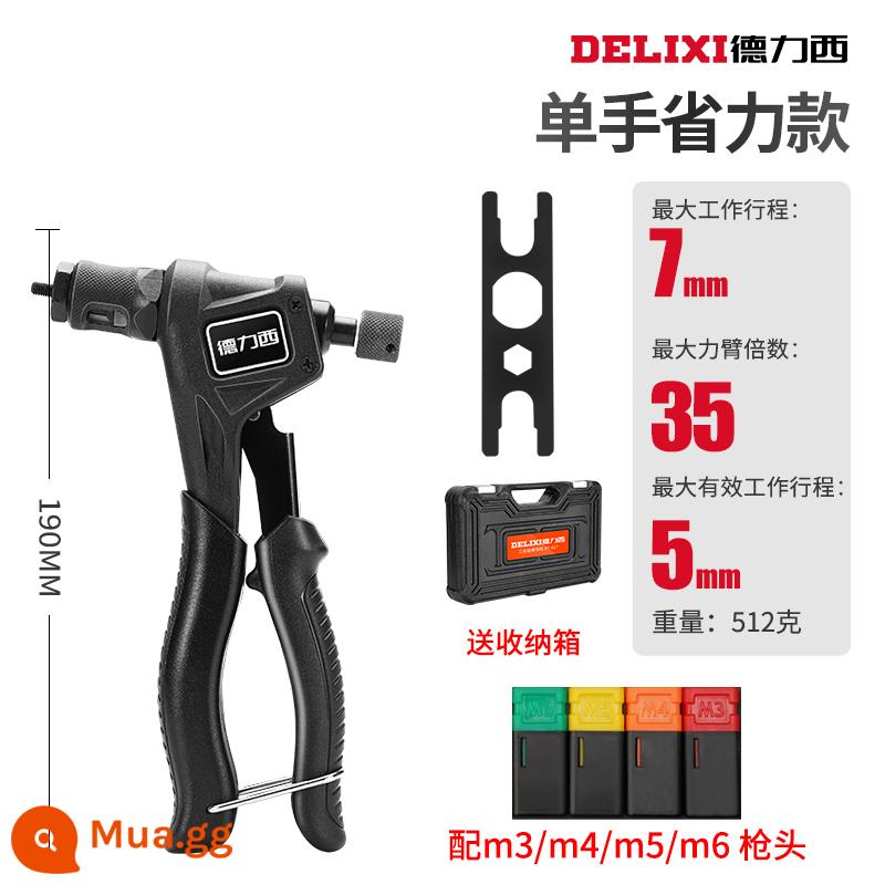 Delixi 877 Súng Bắn Đinh Tán Bằng Tay Súng Bắn Đinh Tán Lõi Kéo Hạt Súng Đa Năng Tiết Kiệm Nhân Công Súng Tán Đinh - [Súng đai ốc] Gia cố tay cầm đơn tiết kiệm sức lao động (gửi trọn bộ 4 đầu súng + hộp đựng)