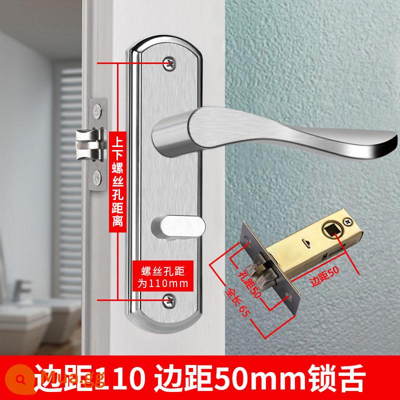 Bột phòng vệ sinh khóa cửa phòng tắm keyless nhà tắm hộ gia đình vệ sinh trong nhà hợp kim nhôm tay nắm cửa lưỡi đơn đa năng - [Khoảng cách lỗ 110 mm] Với lưỡi khóa cạnh 50 mm