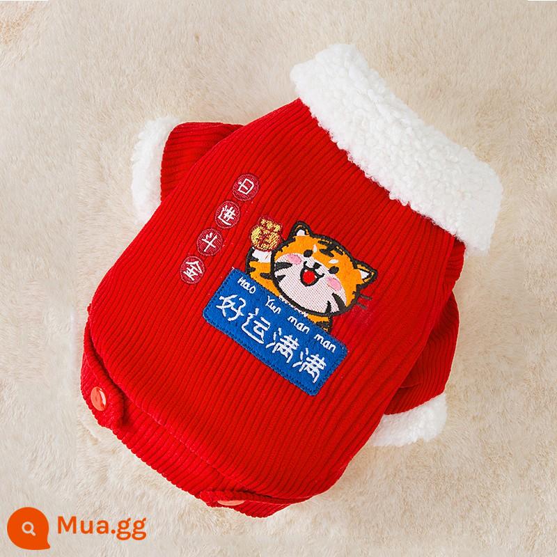 Puppy Chúc Năm Mới Cotton Cotton Áo Khoác Cotton Ấm Thoải Mái Chống Rụng Lông Đi Ra Ngoài Mặc Áo Khoác Mùa Đông Bichon Pomeranian Puppy Puppy - Năm con Hổ~ tràn đầy may mắn