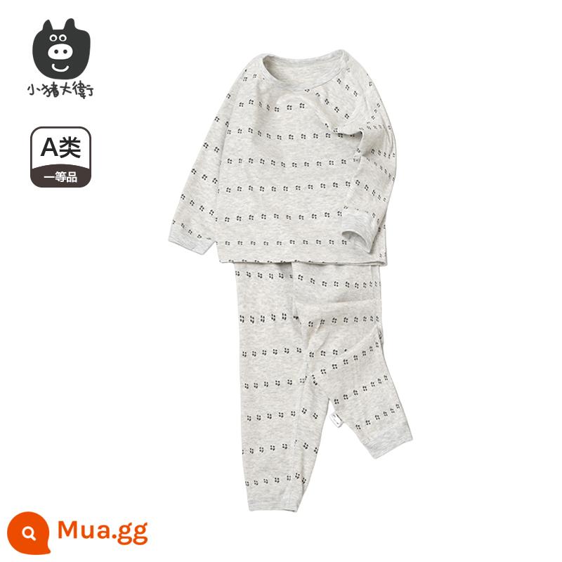 Bộ Đồ Lót Cotton Trẻ Em Piggy David Bộ Đồ Lót Cotton Bé Trai Và Bé Gái Cổ Tròn Dài Tay Quần Áo Mùa Xuân Và Quần Mùa Xuân Bộ 2 Món 2 Món - bàn chân nhỏ màu xám nhạt