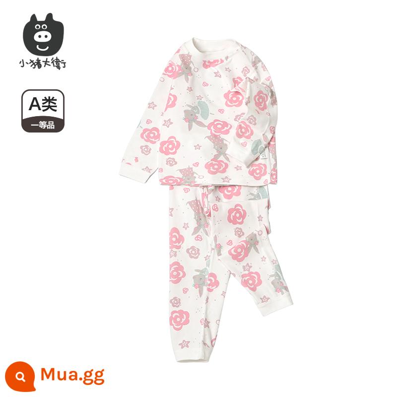 Bộ Đồ Lót Cotton Trẻ Em Piggy David Bộ Đồ Lót Cotton Bé Trai Và Bé Gái Cổ Tròn Dài Tay Quần Áo Mùa Xuân Và Quần Mùa Xuân Bộ 2 Món 2 Món - Hua Hua Bunny [cổ giữa]