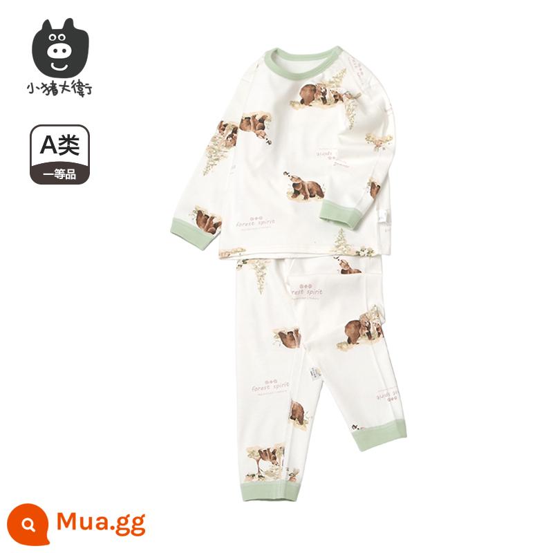 Bộ Đồ Lót Cotton Trẻ Em Piggy David Bộ Đồ Lót Cotton Bé Trai Và Bé Gái Cổ Tròn Dài Tay Quần Áo Mùa Xuân Và Quần Mùa Xuân Bộ 2 Món 2 Món - rừng Na Uy