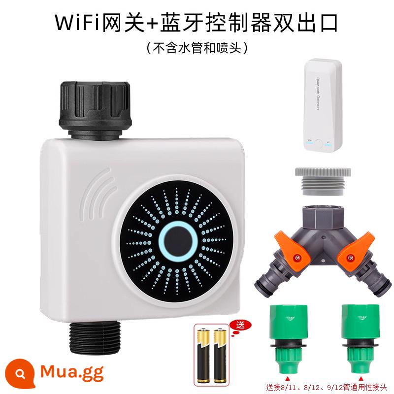 Bluetooth/WiFi điện thoại di động điều khiển từ xa tưới cây tự động tại nhà hẹn giờ tưới vườn tưới hoa hệ thống phun nước - Cổng WiFi + Bộ điều khiển Bluetooth phiên bản từ xa ổ cắm kép