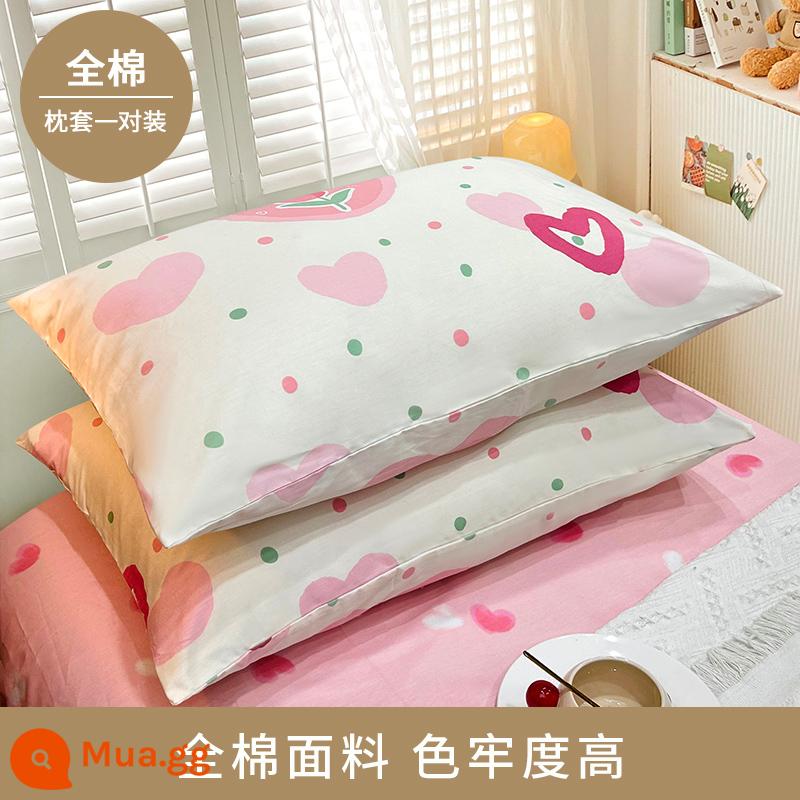 Vỏ gối cotton nguyên chất 100, vỏ gối cotton nguyên chất, một đôi dùng trong nhà, 48*74cm, gói đơn, 2024 vỏ gối mới dành cho nam - [Vỏ gối] Love Tulip/cặp/bông