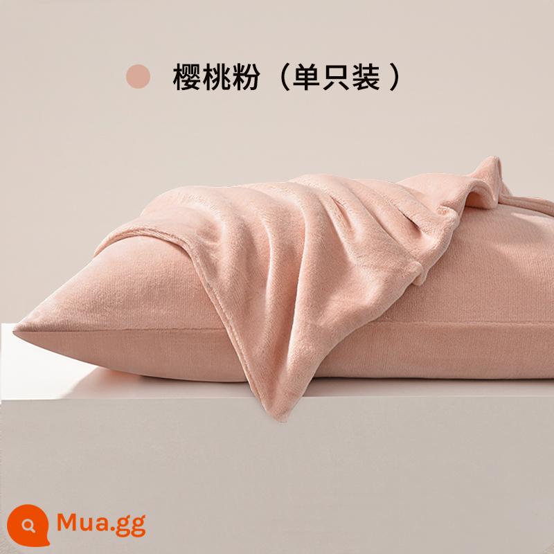 Nhung Sữa Áo Gối Cặp Áo Gối Đơn Gói 48 Cm X 74 Cm Cotton Nguyên Chất Mùa Thu Đông Gối nam Nhung San Hô 2 - [Bột anh đào/đơn/nhung sữa]