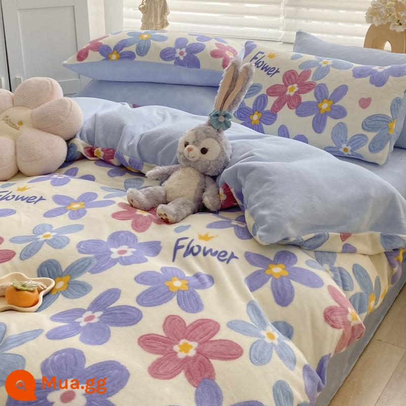 Bed Velvet Bed Velvet nhỏ Bốn bộ giường nhung Velvet Bỉ mặt bích mùa đông - Huayan [nhung sữa mượt]