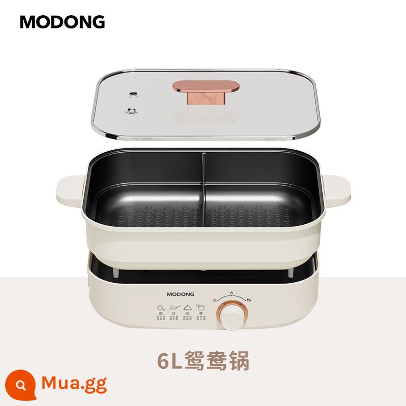 Modong Yuanyang Lẩu Điện Hộ Gia Đình Hai Nồi Lẩu Điện Dung Tích Lớn 7L Điện Đa Năng Chảo Nấu Nhanh nồi - Nồi vịt quýt 6 lít