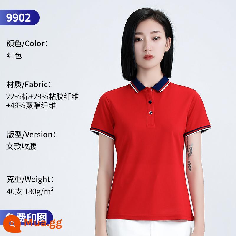 Áo Polo cao cấp tùy chỉnh quần áo làm việc đội mùa hè mặc in logo tùy chỉnh nhân viên T-shirt ngắn tay văn hóa - 9902 nữ màu đỏ