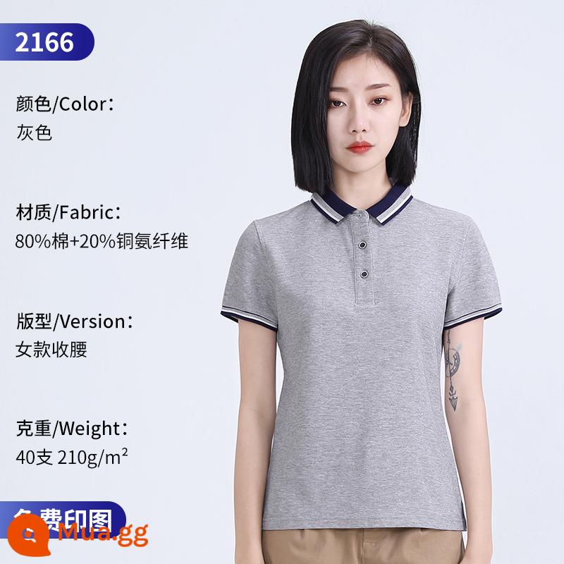 Áo Polo cao cấp tùy chỉnh quần áo làm việc đội mùa hè mặc in logo tùy chỉnh nhân viên T-shirt ngắn tay văn hóa - 2166 màu xám nữ