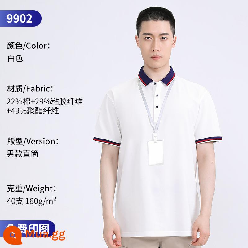 Áo Polo cao cấp tùy chỉnh quần áo làm việc đội mùa hè mặc in logo tùy chỉnh nhân viên T-shirt ngắn tay văn hóa - 9902 nam trắng