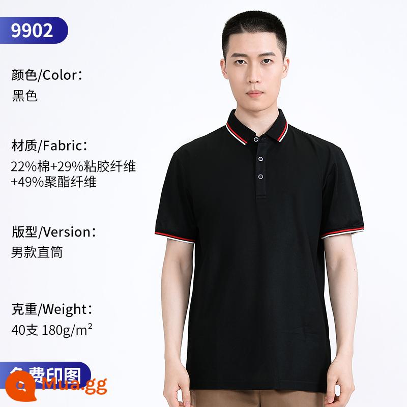 Áo Polo cao cấp tùy chỉnh quần áo làm việc đội mùa hè mặc in logo tùy chỉnh nhân viên T-shirt ngắn tay văn hóa - 9902 nam đen