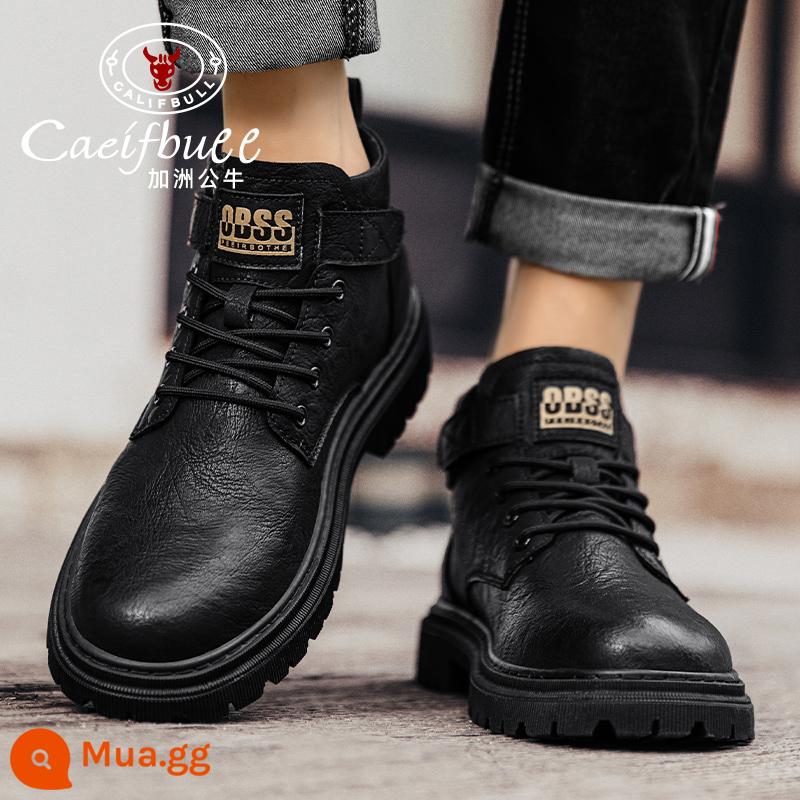 Gazhou Bull Martin Boots Martyrpop nam mùa thu và mùa đông Anh Boots Casual Leather Men với giày nhung Boots Snow - Màu đen (mẫu màu đỏ ròng)