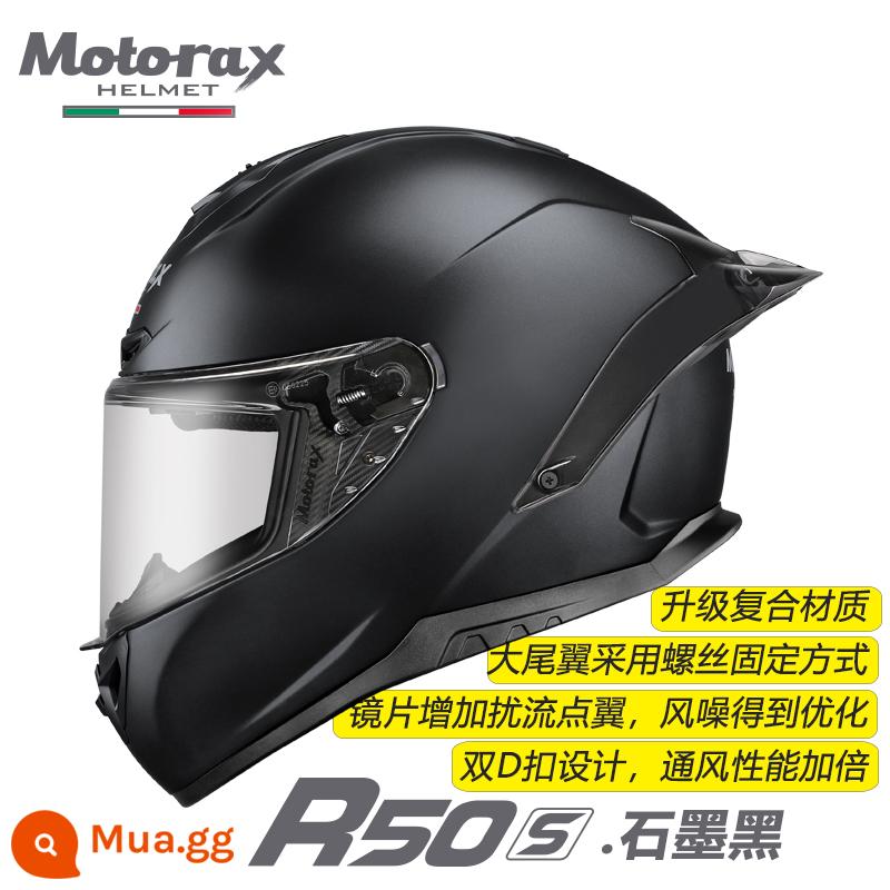 MOTORAX Morex R50S Một Mảnh Mũ Bảo Hiểm Xe Máy Mũ Bảo Hiểm Full Dành Cho Nam Và Nữ Đuôi To Anderson Mèo Đồng Thương Hiệu - R50S màu đen than chì (sơn mờ)