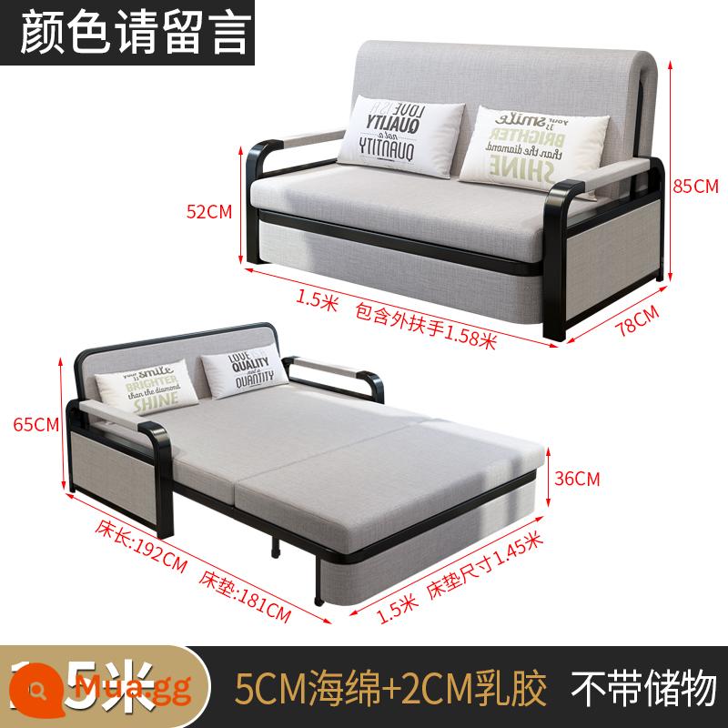 Sofa giường gấp phòng khách đa năng kiêm dụng căn hộ nhỏ giường đôi thu vào lưới đỏ đơn ngồi nằm kinh tế - 1.5 mét + xốp 5cm + mủ cao su 2cm - ghi chú màu [thường]