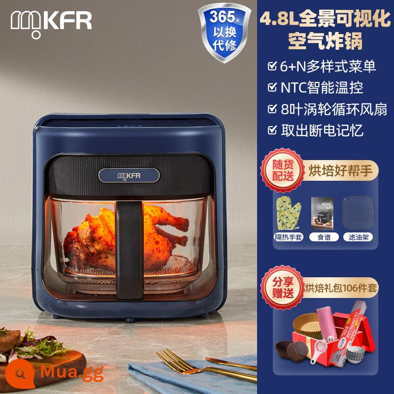 Đức MKFR Air Fried Pot House Mới rán nồi hoàn toàn tự động nồi chiên trực quan thông minh - Hình dung 4,8L màu xanh đậm