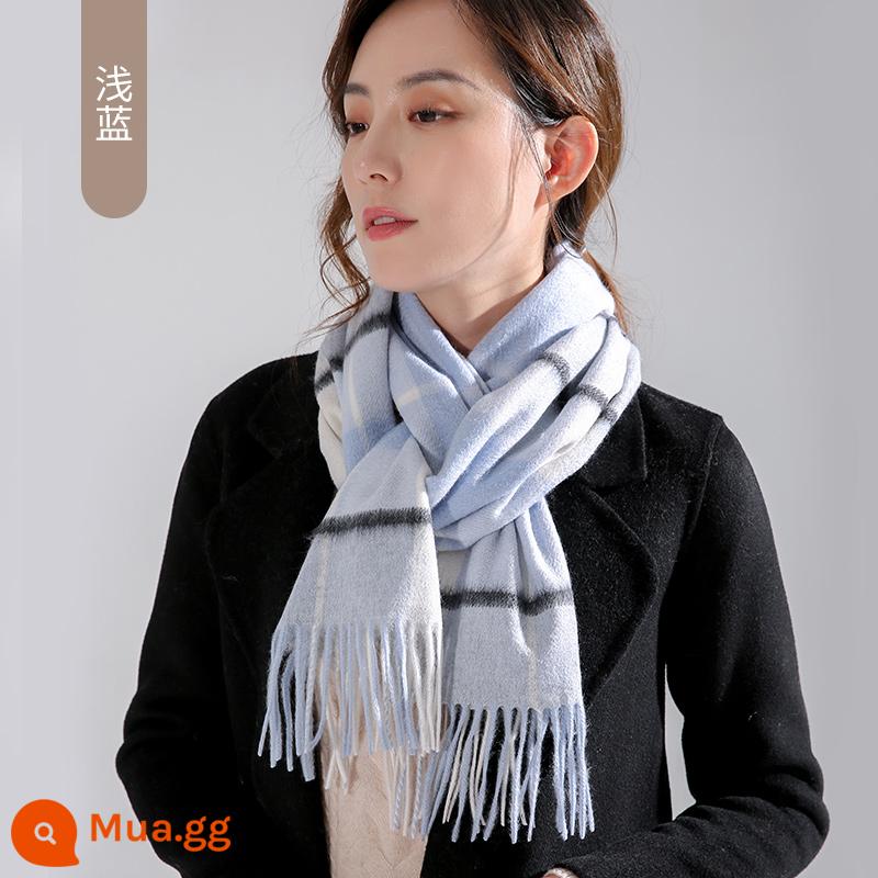 Câu chuyện Thượng Hải Khăn quàng cổ 100% cashmere dành cho nữ mùa đông phù hợp với tất cả các loại khăn choàng mùa thu đông cao cấp mang đến cho bạn gái cảm giác sang trọng - Màu xanh nhạt 173*30cm