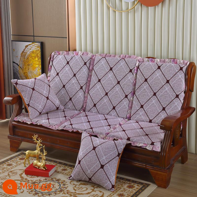 Đệm sofa gỗ đặc kết hợp chống trượt đa năng Đệm bọt biển dày ba chỗ có tựa lưng Đệm ghế gỗ kiểu cũ một mảnh - Con lạc đà