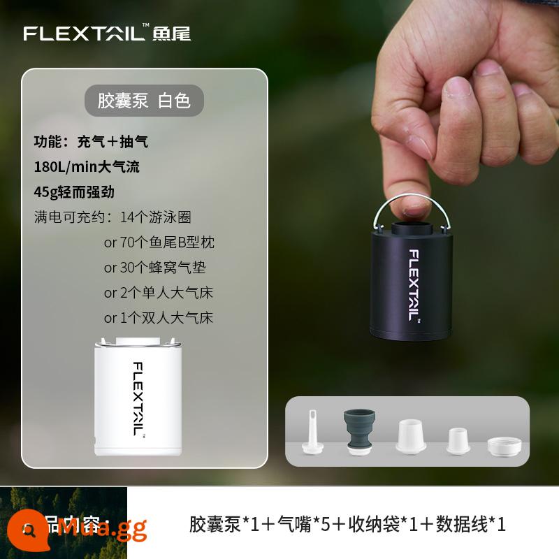 FLEXTAILGEAR Đuôi Cá Ngoài Trời Di Động Máy Bơm Hơi Cắm Trại Đệm Không Khí Giường Chân Không Túi Bơi Vòng Điện Máy Bơm Không Khí - Máy bơm không khí dạng viên nang nhẹ 45g (màu trắng)