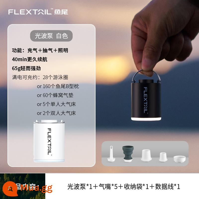 FLEXTAILGEAR Đuôi Cá Ngoài Trời Di Động Máy Bơm Hơi Cắm Trại Đệm Không Khí Giường Chân Không Túi Bơi Vòng Điện Máy Bơm Không Khí - Bơm sóng ánh sáng nâng cấp 1600mAh (màu trắng)