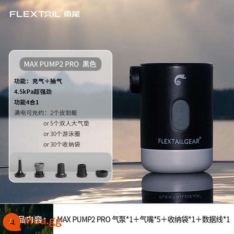 FLEXTAILGEAR Đuôi Cá Ngoài Trời Di Động Máy Bơm Hơi Cắm Trại Đệm Không Khí Giường Chân Không Túi Bơi Vòng Điện Máy Bơm Không Khí - Nâng cấp đa chức năng MP2PRO (Đen) 3600mAh