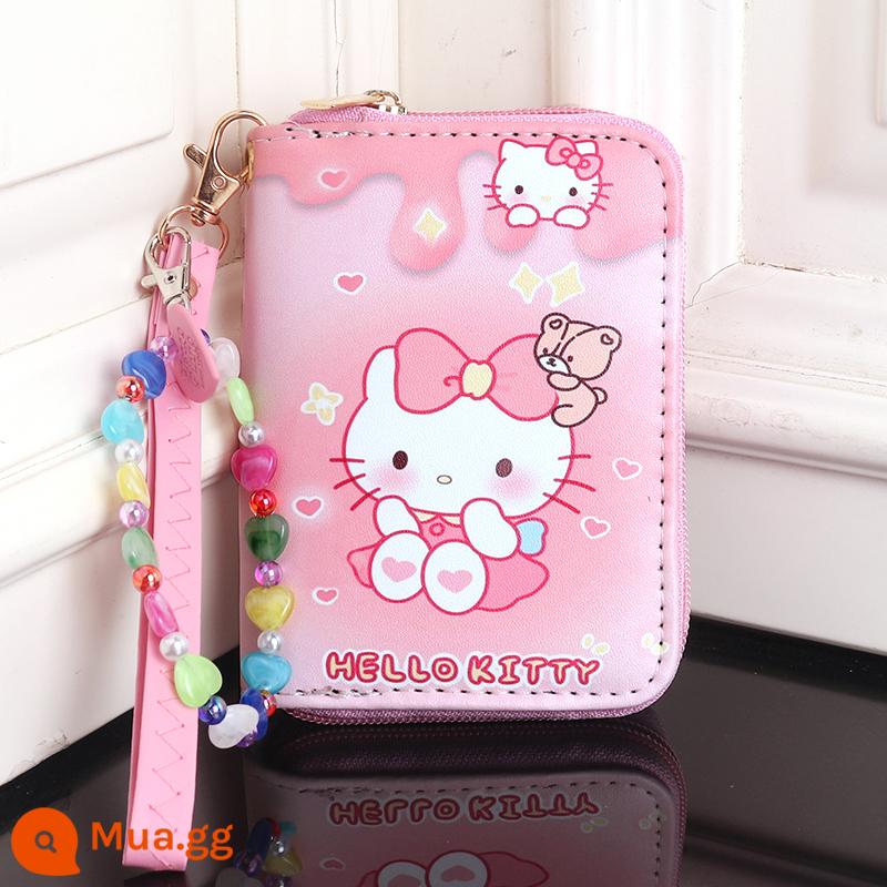 Túi đựng tiền xu trẻ em Sanrio Kuromi Ins nữ sinh viên nữ hoạt hình ngắn ví nhỏ cầm tay - Chú gấu nhỏ kt phủ phấn lên đỉnh đầu