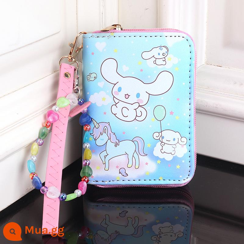 Túi đựng tiền xu trẻ em Sanrio Kuromi Ins nữ sinh viên nữ hoạt hình ngắn ví nhỏ cầm tay - Chó ngọc xanh và kỳ lân