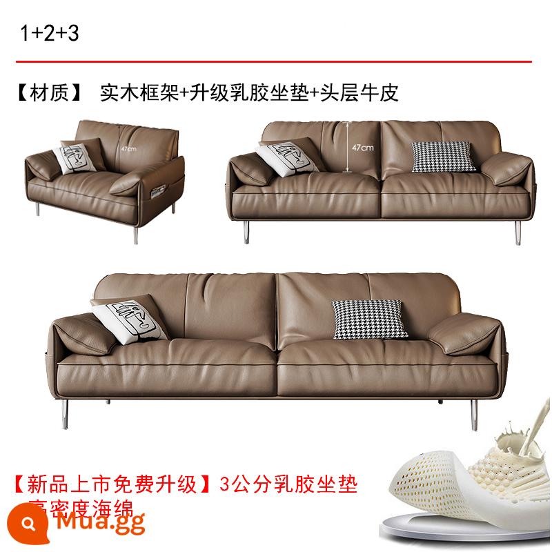 Sofa văn phòng da đơn giản kinh doanh phòng tiếp tân khu vực tiếp tân giải trí sofa văn phòng bàn cà phê kết hợp ba người - Đệm cao su nâng cấp 1+2+3 (lớp da bò đầu tiên)