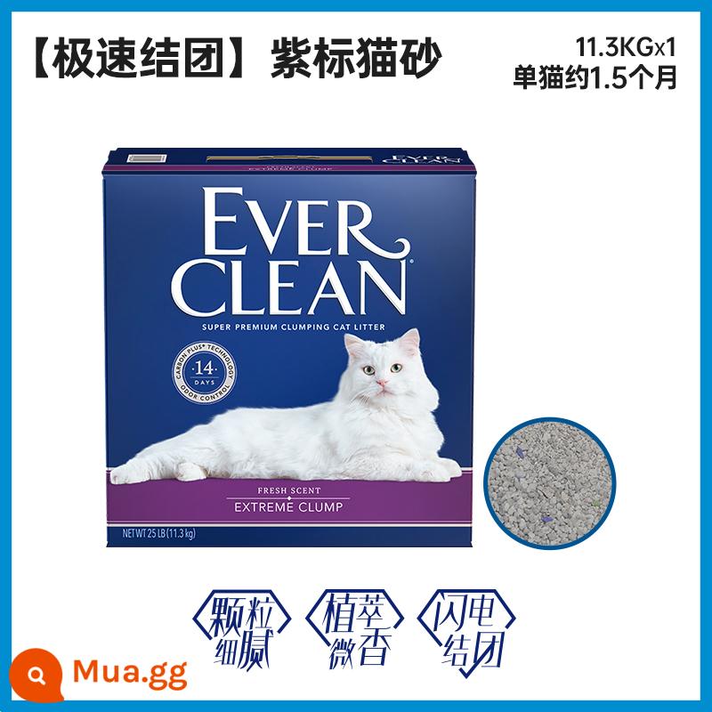 EverClean kim cương bạch kim than hoạt tính khử mùi quặng bentonite không bụi cát vệ sinh mèo có thể trộn cát đậu hũ 10kg+ - Nhãn tím đóng cục nhanh 11,3kg