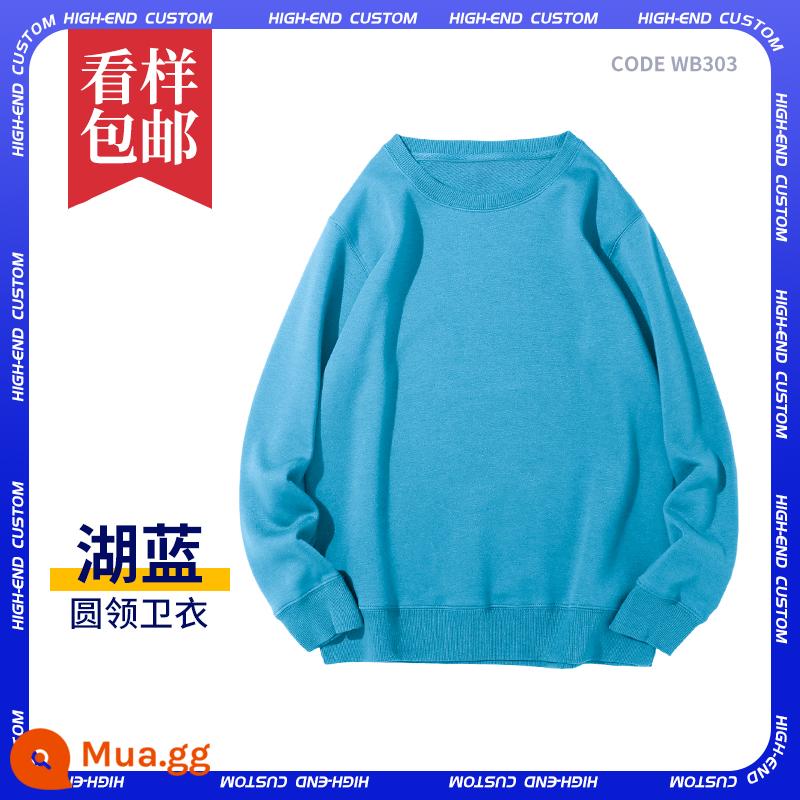 Áo tùy chỉnh quần áo làm việc tự làm đồng phục lớp áo hoodie in logo tay dài nam nữ quần áo tự làm - A-Hồ xanh