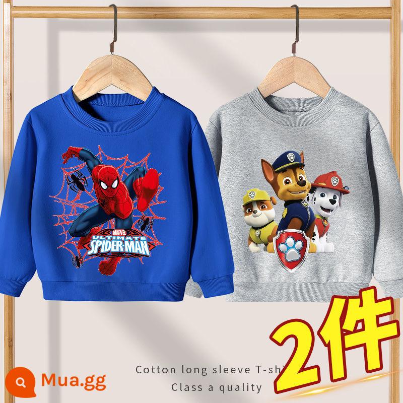 Quần áo thu đông trẻ em phong cách mới 2022 cho áo len bé trai - Spider-Man Xanh đậm + Xám Paw Patrol [Hai gói]