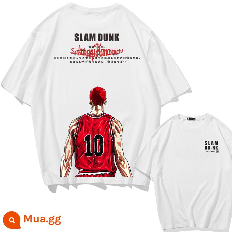 Mùa Hè 2023 Slam Dunk Áo Thun Ngắn Tay Nam Tất Cả Các Trận Đấu Bóng Rổ Quần Áo Dáng Rộng Hợp Thời Trang Sakuragi Flower Road Khớp Nửa Tay - Tiếng Anh số 10-Trắng