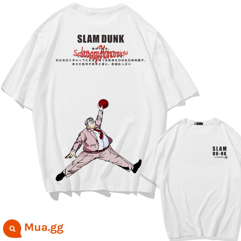 Mùa Hè 2023 Slam Dunk Áo Thun Ngắn Tay Nam Tất Cả Các Trận Đấu Bóng Rổ Quần Áo Dáng Rộng Hợp Thời Trang Sakuragi Flower Road Khớp Nửa Tay - Tiếng Anh Anxi Slam Dunk-White