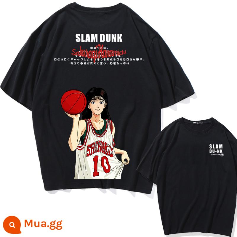 Mùa Hè 2023 Slam Dunk Áo Thun Ngắn Tay Nam Tất Cả Các Trận Đấu Bóng Rổ Quần Áo Dáng Rộng Hợp Thời Trang Sakuragi Flower Road Khớp Nửa Tay - Haruko da đen tiếng Anh