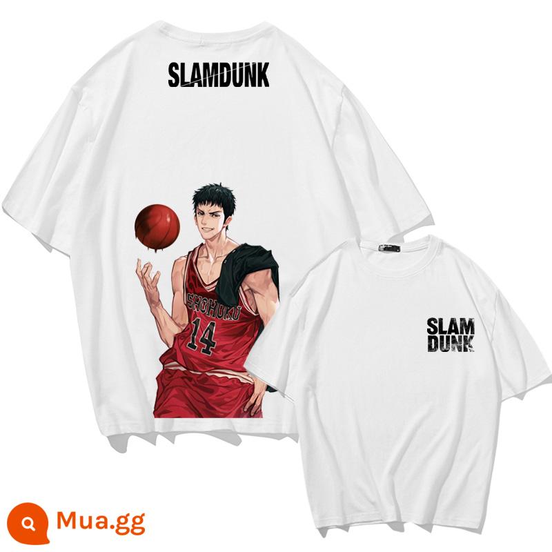 Mùa Hè 2023 Slam Dunk Áo Thun Ngắn Tay Nam Tất Cả Các Trận Đấu Bóng Rổ Quần Áo Dáng Rộng Hợp Thời Trang Sakuragi Flower Road Khớp Nửa Tay - Mitsui ném bóng màu trắng