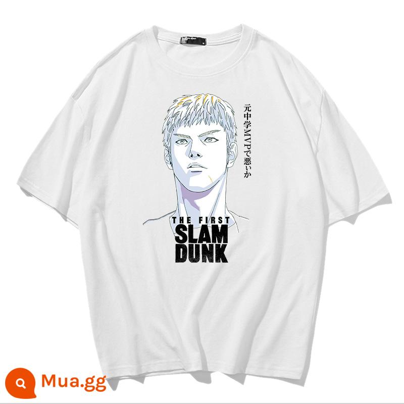 Mùa Hè 2023 Slam Dunk Áo Thun Ngắn Tay Nam Tất Cả Các Trận Đấu Bóng Rổ Quần Áo Dáng Rộng Hợp Thời Trang Sakuragi Flower Road Khớp Nửa Tay - Avatar trắng của Mitsui-trắng