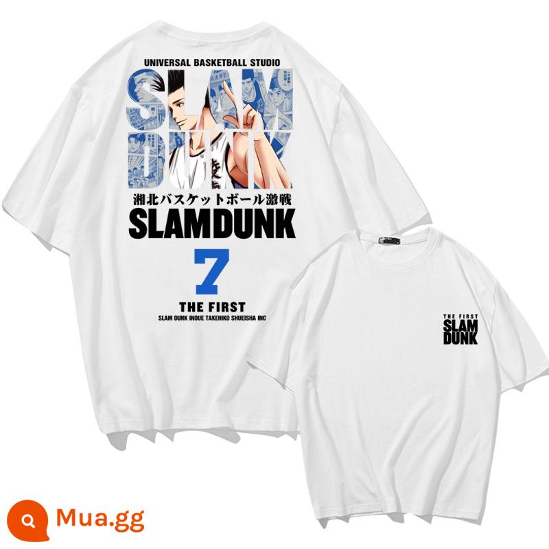 Mùa Hè 2023 Slam Dunk Áo Thun Ngắn Tay Nam Tất Cả Các Trận Đấu Bóng Rổ Quần Áo Dáng Rộng Hợp Thời Trang Sakuragi Flower Road Khớp Nửa Tay - Sendao Số 7 SLAM-Trắng