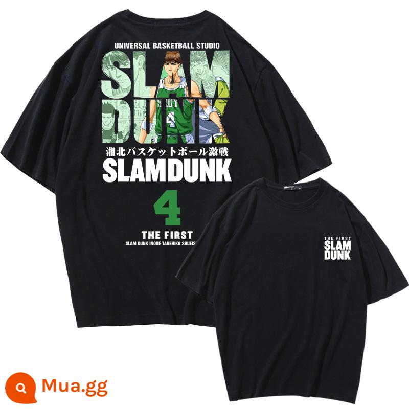 Mùa Hè 2023 Slam Dunk Áo Thun Ngắn Tay Nam Tất Cả Các Trận Đấu Bóng Rổ Quần Áo Dáng Rộng Hợp Thời Trang Sakuragi Flower Road Khớp Nửa Tay - Truyện tranh số 4 Teng Zhen SLAM-Black