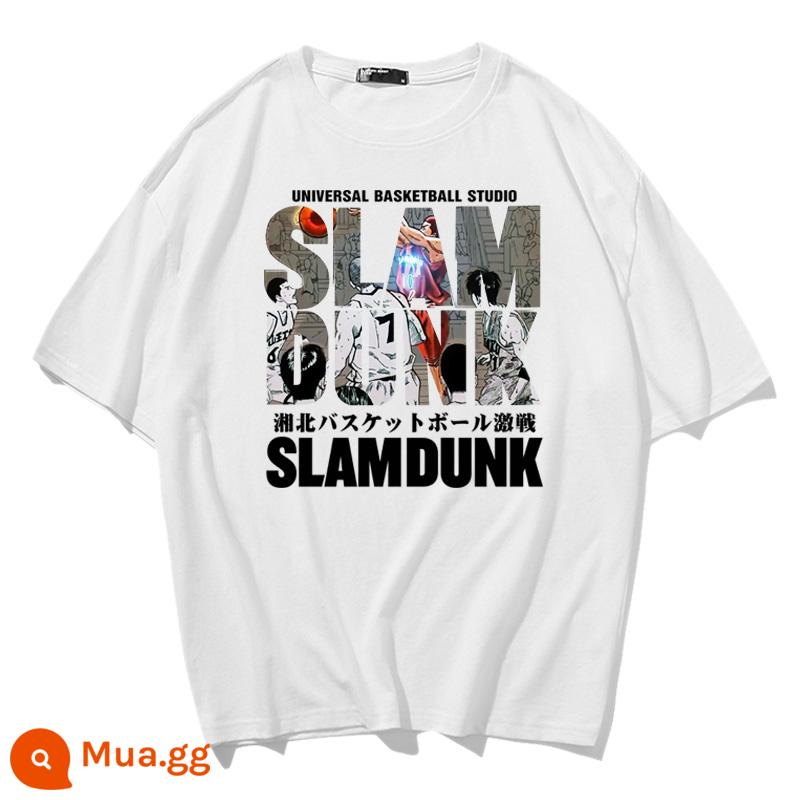 Mùa Hè 2023 Slam Dunk Áo Thun Ngắn Tay Nam Tất Cả Các Trận Đấu Bóng Rổ Quần Áo Dáng Rộng Hợp Thời Trang Sakuragi Flower Road Khớp Nửa Tay - Mặt trước Sakuragi sát thủ SLAM-trắng