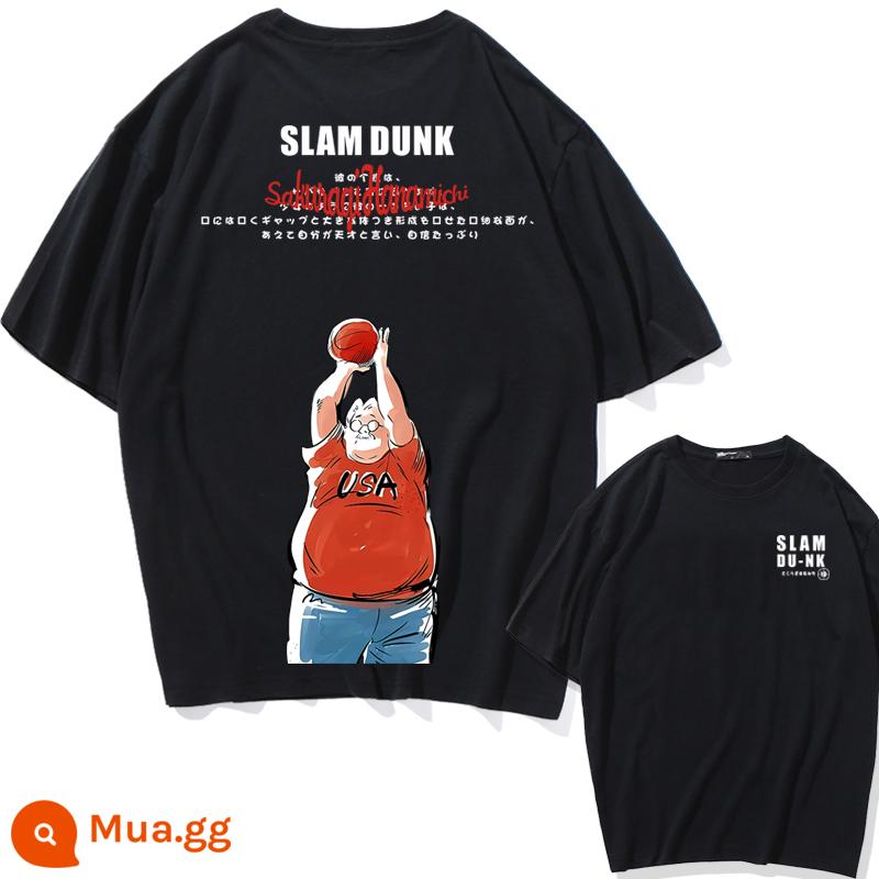 Mùa Hè 2023 Slam Dunk Áo Thun Ngắn Tay Nam Tất Cả Các Trận Đấu Bóng Rổ Quần Áo Dáng Rộng Hợp Thời Trang Sakuragi Flower Road Khớp Nửa Tay - Anh Anzai Shot-Đen