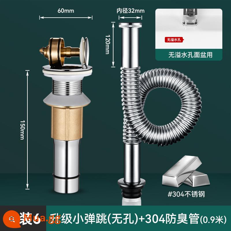 Chậu rửa phòng thay đồ thiết bị xả nước kéo dội 304 phụ kiện chậu rửa dạng nhấn lọc chống tắc - [Bộ 6] Ống Thoát Nước Nhỏ (Không Lỗ) + Ống Thoát Nước Khử Mùi 304