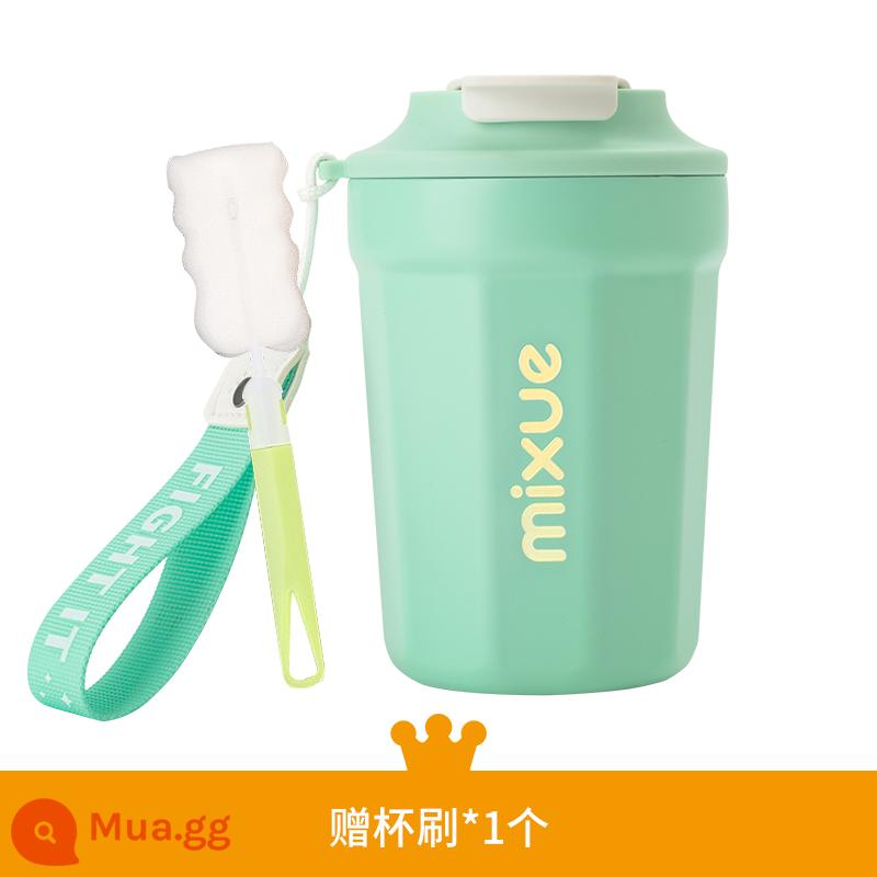 Michelle Băng Thành Phố Vua Tuyết Để Bàn Bình Giữ Nhiệt 450Ml Cao Cấp Thép Không Gỉ 316 Lót Có Dây Buộc Di Động - Mẫu nâng cấp màu xanh lá cây để bàn đầy màu sắc [bàn chải cốc miễn phí*1]