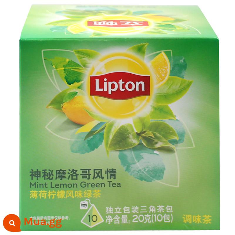 Trà đen Lipton 25 gói trà túi lọc đóng hộp trà bá tước xám trà đen trà xanh trà ô long trà sáng kiểu Anh trà túi lọc văn phòng - Trà xanh chanh Maroc 10 gói*1 hộp [Tặng cốc trà khi mua 2 hộp]