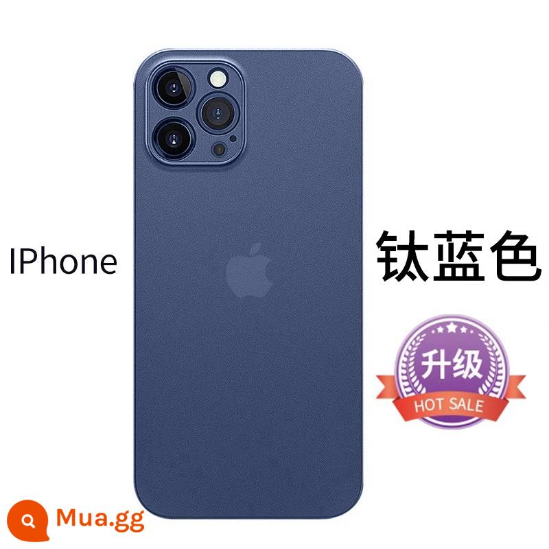 Thích hợp cho điện thoại di động iphone14promax vỏ bảo vệ Apple 14pro mới 13 siêu mỏng màu tím mờ Max bao gồm tất cả cộng với nữ ống kính chống rơi nam cao cấp 12 đơn giản bên ngoài mềm mại - Phiên bản nâng cấp màu xanh titan*