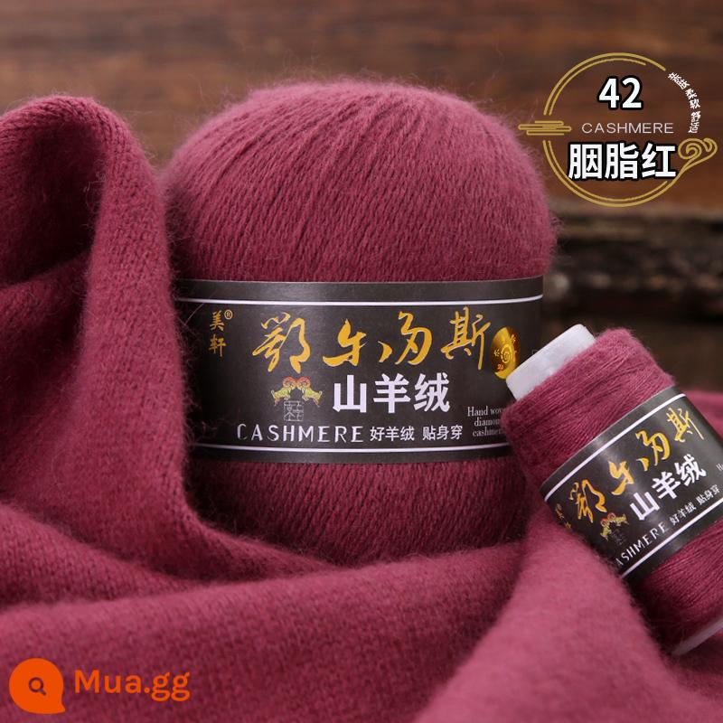 Chính hãng 100% đan thủ công len cashmere nguyên chất sợi khăn quàng cổ sợi len chồn nhóm sợi len dệt máy dày dệt tay bằng sợi không - Thoa son