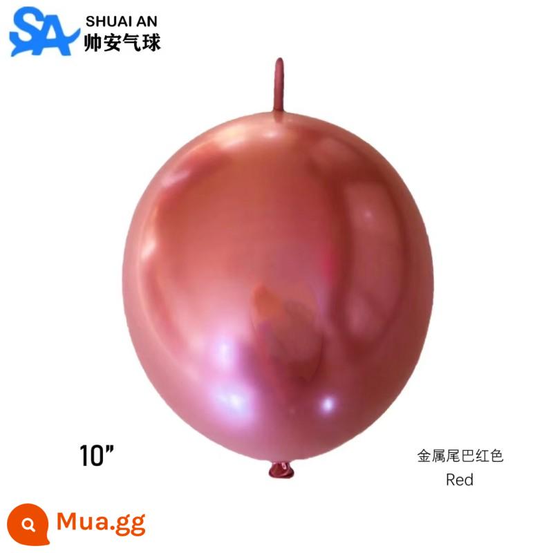 Shuai'an 5/10 inch 12 inch dày kim loại vàng đen bóng tròn sinh nhật trẻ em đám cưới tháng 5 Đảng - 50 miếng bóng đuôi kim loại màu đỏ 10 inch