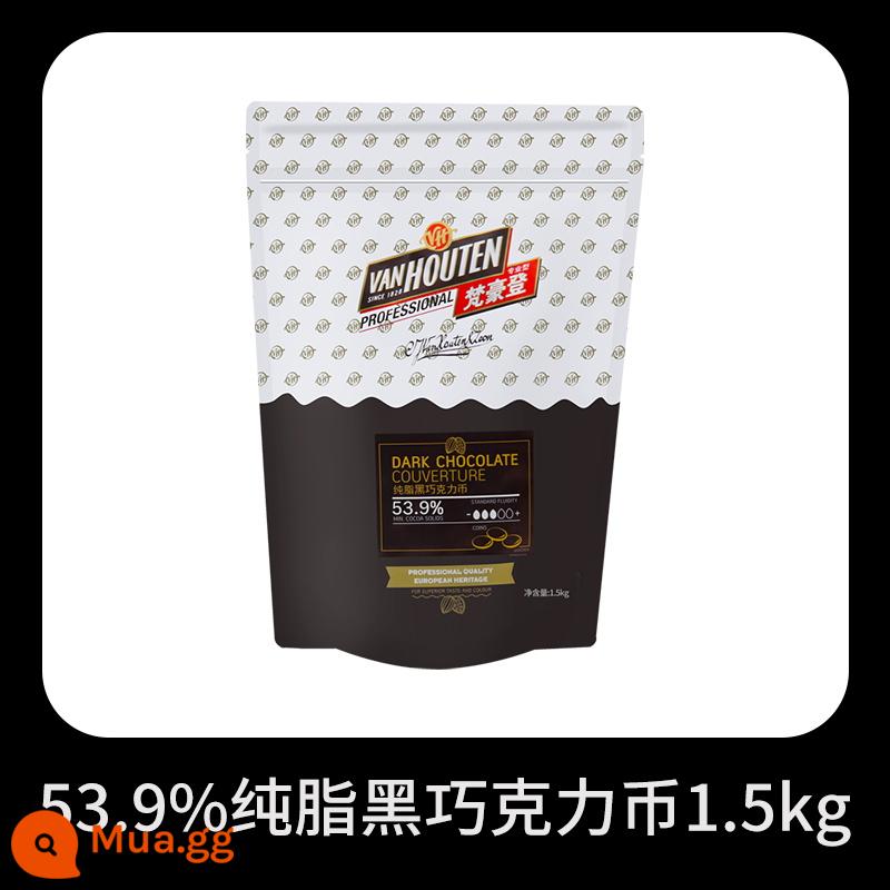 Baile van Houten Đồng xu sô cô la đen Nguyên liệu làm bánh sô cô la trắng bơ sữa nguyên chất 65% - Đồng Xu Socola Đen Van Houten 53% 1.5kg